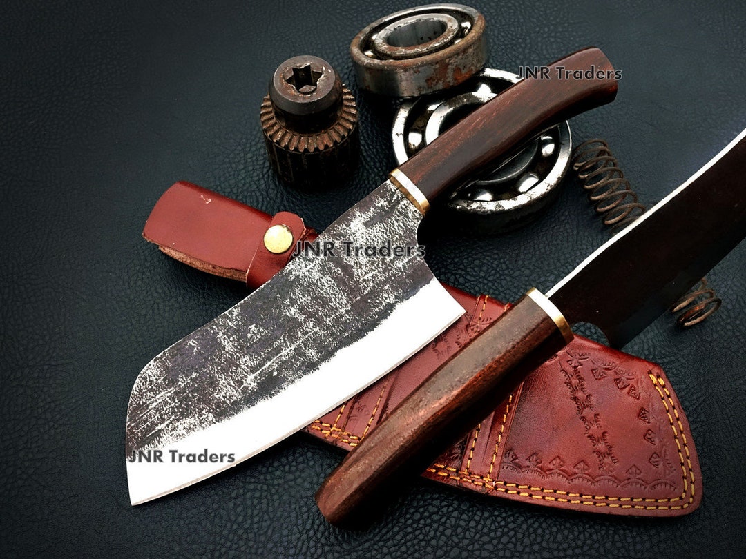 Serbian Chef Knife, Handmade Cleaver Knife With Sheath, Butcher Cleaver