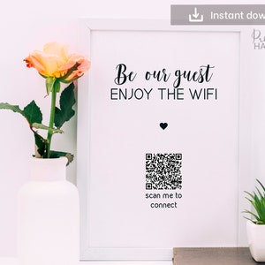 Personalized Wifi QR Code QR Scanner Printable for your home, Customized Guest Room Art, New House, Hotel, Airbnb, Hostels, Pubs