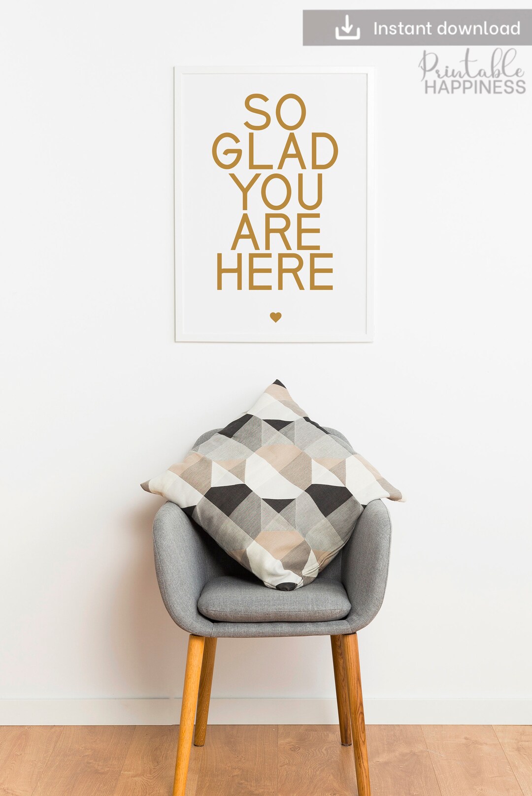 So Glad You Are Here Printable Wall Art, Simple Typography Print ...