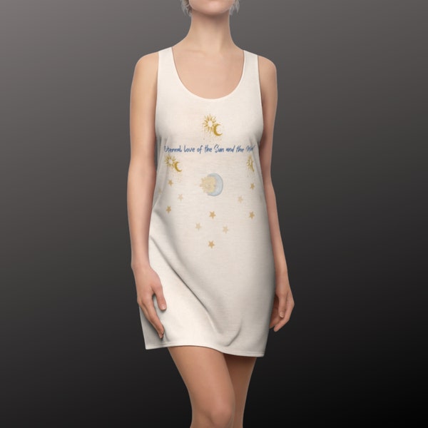 Women's Beige Racerback Dress-Eternal Love of Sun and Moon-Sports dress-Yin Yang-Twin Flame