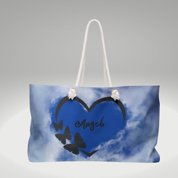 Weekender Bag Angel protection, oversize totebag, shopping bag, beach bag- celestial bag