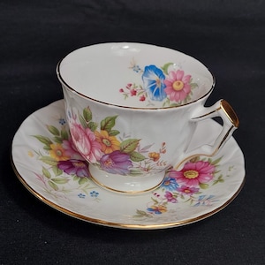 Vintage AYNSLEY &quot;Crocus Shaped&quot; and Embossed Tea Cup and Saucer