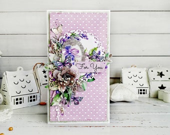 Carte faite main pour toute occasion, carte Provence, carte fleur, cadeau pour maman, carte de luxe, cadeau pour votre amoureux, voeux pour elle, carte cadeau