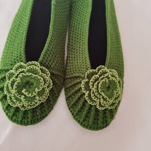 Rose flower Crochet Knitted slippers with felt sole cotton handmade 35eu-41eu 5us-9.5us size