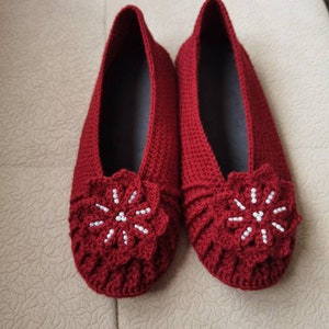 Crochet Knitted slippers with felt sole cotton handmade 35eu-41eu 5us-9.5us size