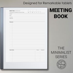 Note di riunione minimaliste, modello di libro di riunione per tablet Remarkable