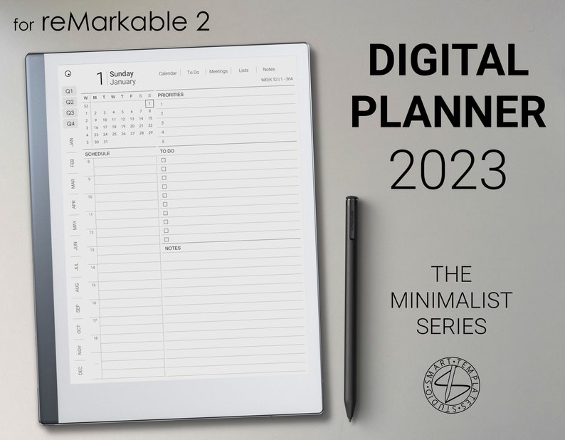 Remarkable 2 Minimalist Digital Planner 2023 digital Etsy