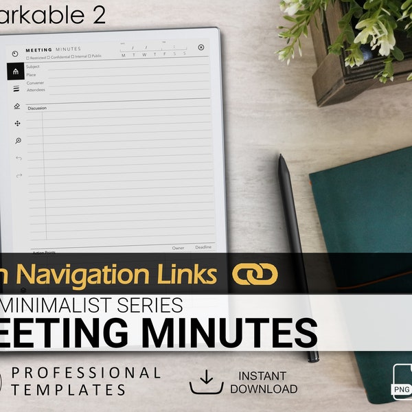 reMarkable 2 Minimalist Meeting Minutes Template (Digital Download) - The Minimalist Series