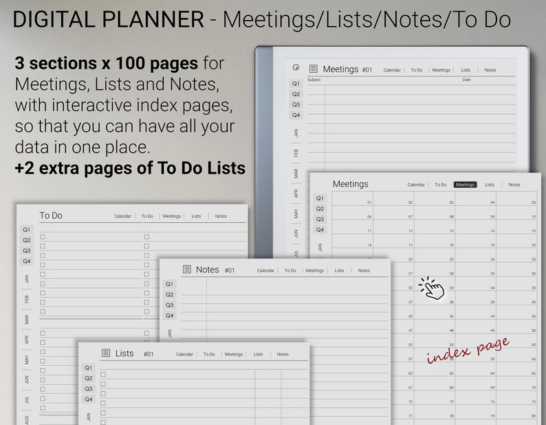 reMarkable 2 Minimalist Bundle 2024-2025 Digital Planner / Journal / Meetings / Notes Digital Download image 6