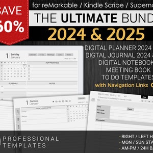 reMarkable 2 Templates Bundle 2024-2025 (with Navigation Links) - Digital Download