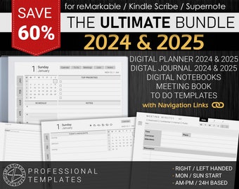 reMarkable 2 Templates Bundle 2024-2025 (mit Navigationslinks) - Digitaler Download