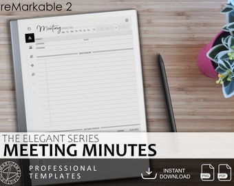 reMarkable 2 Meeting Minutes Template (Digital Download) - The Elegant Series