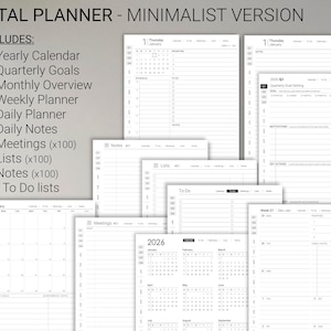 Minimalist Bundle, modelli per tablet Remarkable 2026 (agende, diari, appunti di riunioni, quaderni) immagine 3