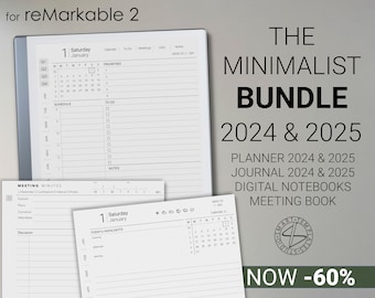 reMarkable 2 Minimalist Bundle 2024-2025 | Digitaler Planer / Journal / Meetings / Notizen (digitaler Download)