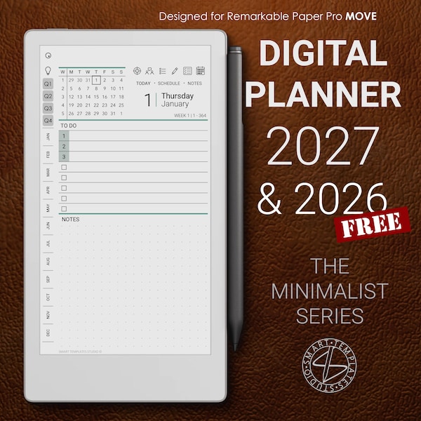 Planificador digital 2027 y 2026 para Remarkable Paper Pro Move