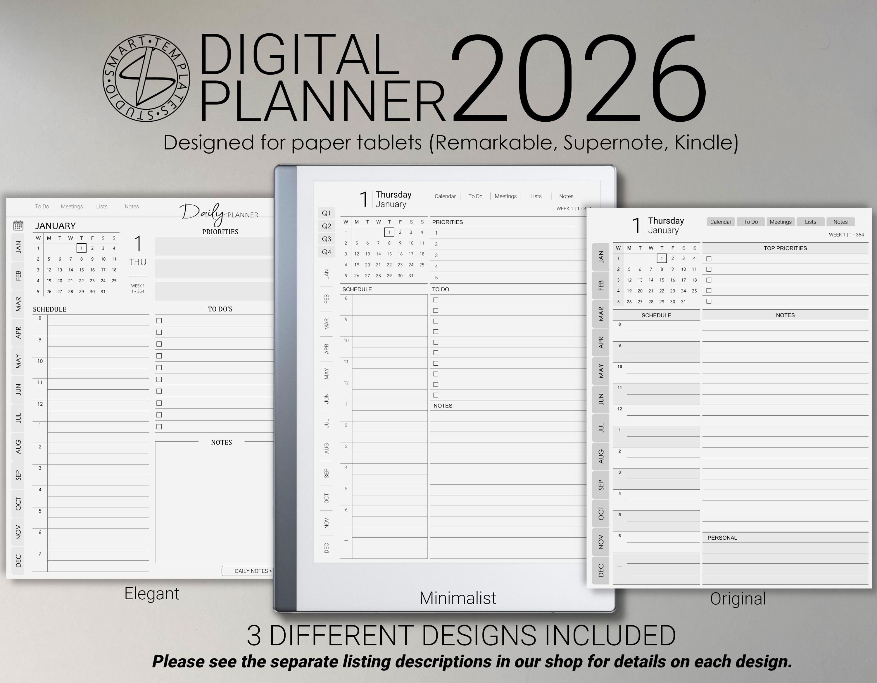 Digital Planner 2026 Designed for Remarkable Tablets (digital Download ...