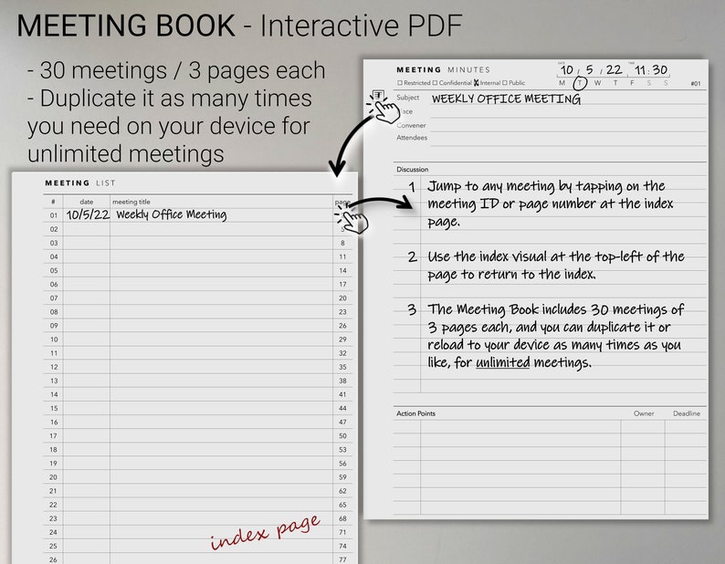 reMarkable 2 Minimalist Bundle 2024-2025 Digital Planner / Journal / Meetings / Notes Digital Download image 9