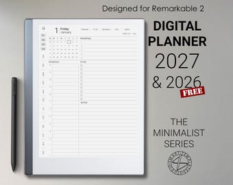 Planificador digital 2026-2027 diseñado para Remarkable 2