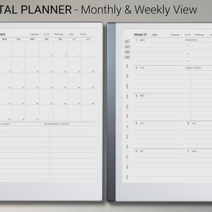 reMarkable 2 Minimalist Bundle 2024-2025 Digital Planner / Journal / Meetings / Notes Digital Download image 5