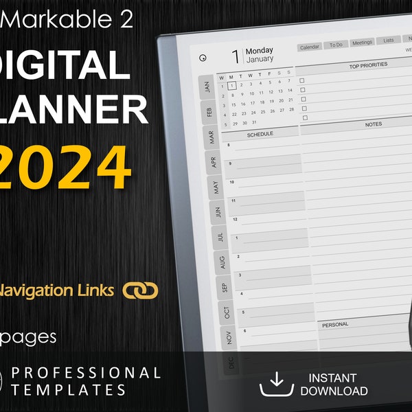 reMarkable 2 Digital Planner 2024 (Digital Download)