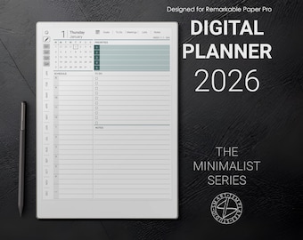 Planificador minimalista para Remarkable Paper Pro 2026 (Descarga digital)