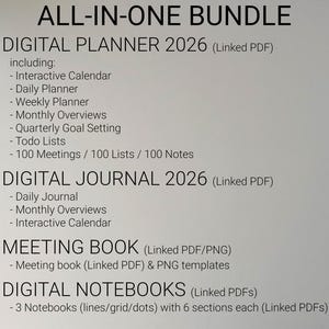 Minimalist Bundle, modelli per tablet Remarkable 2026 (agende, diari, appunti di riunioni, quaderni) immagine 2