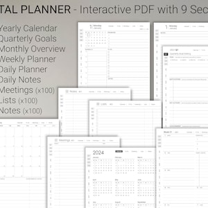 reMarkable 2 Minimalist Bundle 2024-2025 Digital Planner / Journal / Meetings / Notes Digital Download image 3
