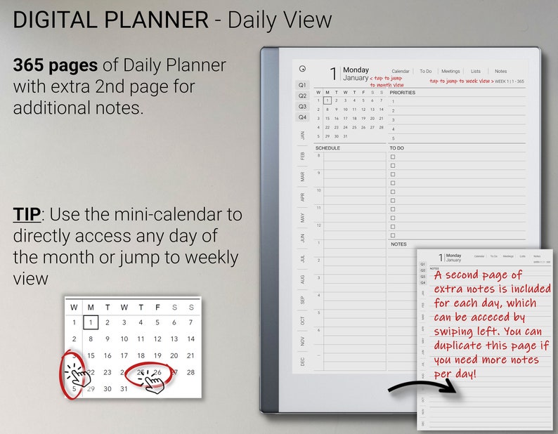 reMarkable 2 Minimalist Bundle 2024-2025 Digital Planner / Journal / Meetings / Notes Digital Download image 4