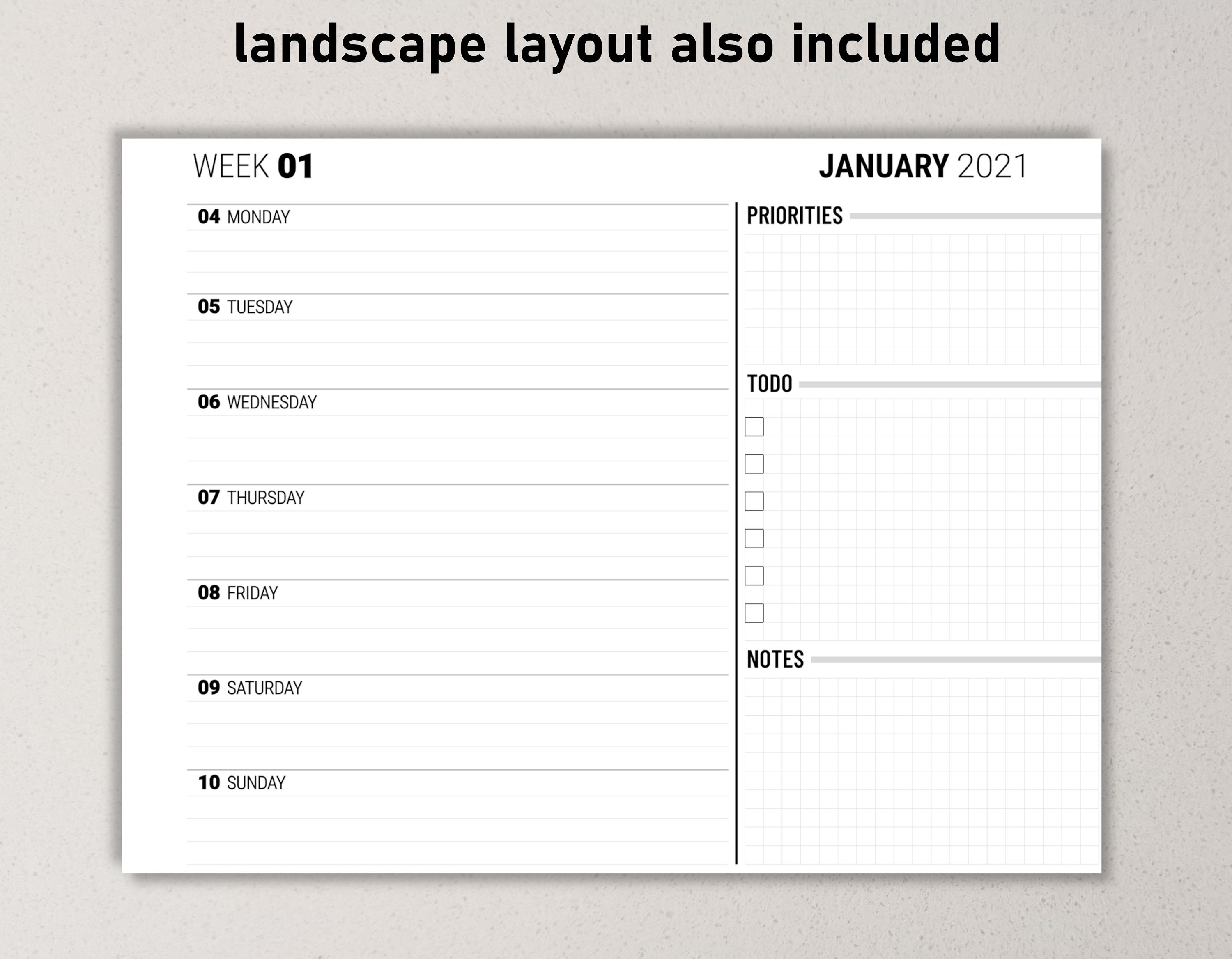 ReMarkable 2 Weekly Planner 2021 Digital Download The Grid Etsy