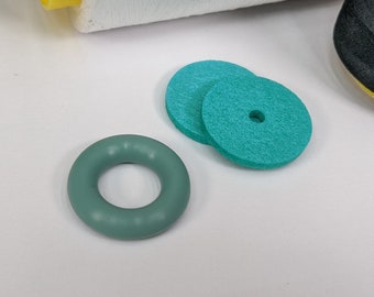 Antieke turkooizen spoelopwinder met viltkussen (1 set) rubberen band voor Singer Kenmore en de meeste vintage naaimachines