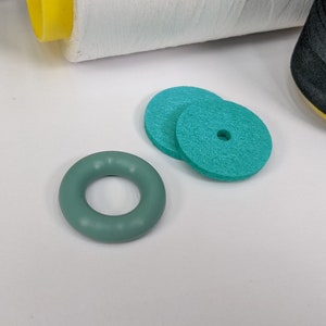 Antique Turquoise Bobbin Winder Tire With Felt Pad (1 Set) Rubber tire for Singer Kenmore and most vintage sewing machines
