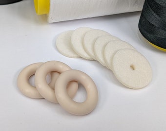 Antieke witte spoelopwinderband met antieke witte viltkussens (3 sets) rubberen band voor Singer Kenmore en de meeste vintage naaimachines