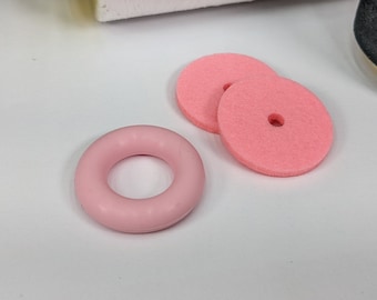 Pink! Bobbin Winder Tire With Pink! Felt Pads (1 Set) Rubber tire for Singer Kenmore and most vintage sewing machines