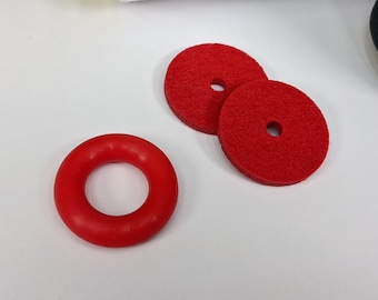 Red Bobbin Winder Tire With Red Felt Pads (1 Set) Rubber tire for Singer Kenmore and most vintage sewing machines