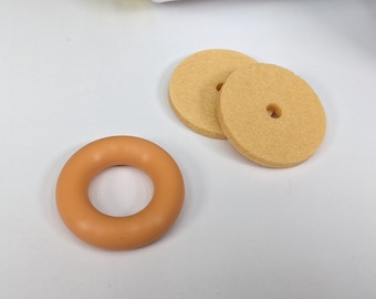 Antique Beige Bobbin Winder Tire With Felt Pad (1 Set) Rubber tire for Singer Kenmore and most vintage sewing machines