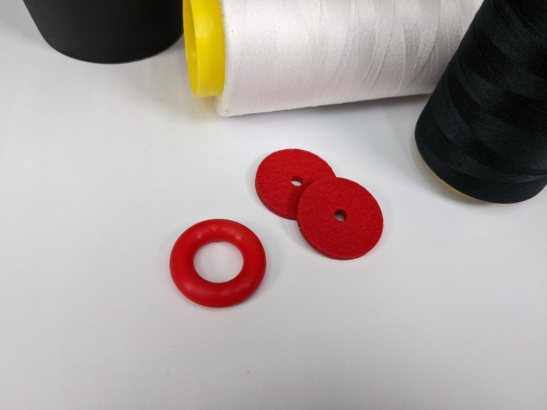 Red Bobbin Winder Tire With Red Felt Pads 1 Set Rubber Tire for Singer