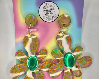 Hippy flower dangly earrings