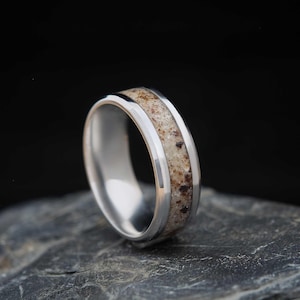 Bague en bois de cerf - Jonc rustique pour homme