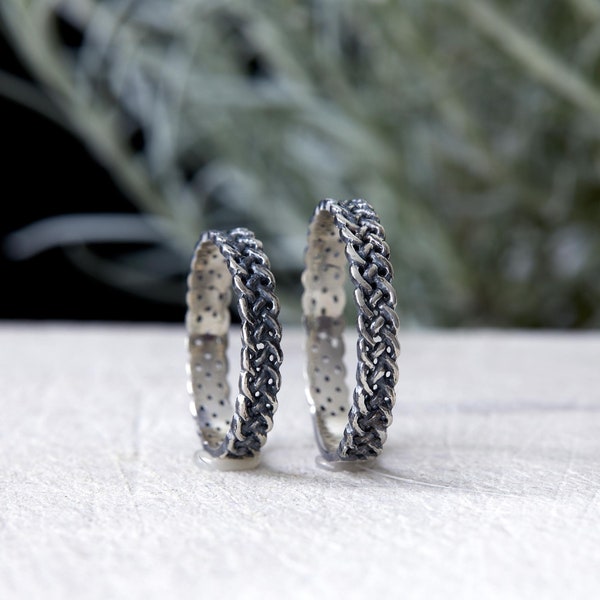 Keltische knoop trouwringen set, paar ringen, unieke zilveren trouwringen, bijpassende bands, ongebruikelijke trouwring set, Sterling zilveren bands