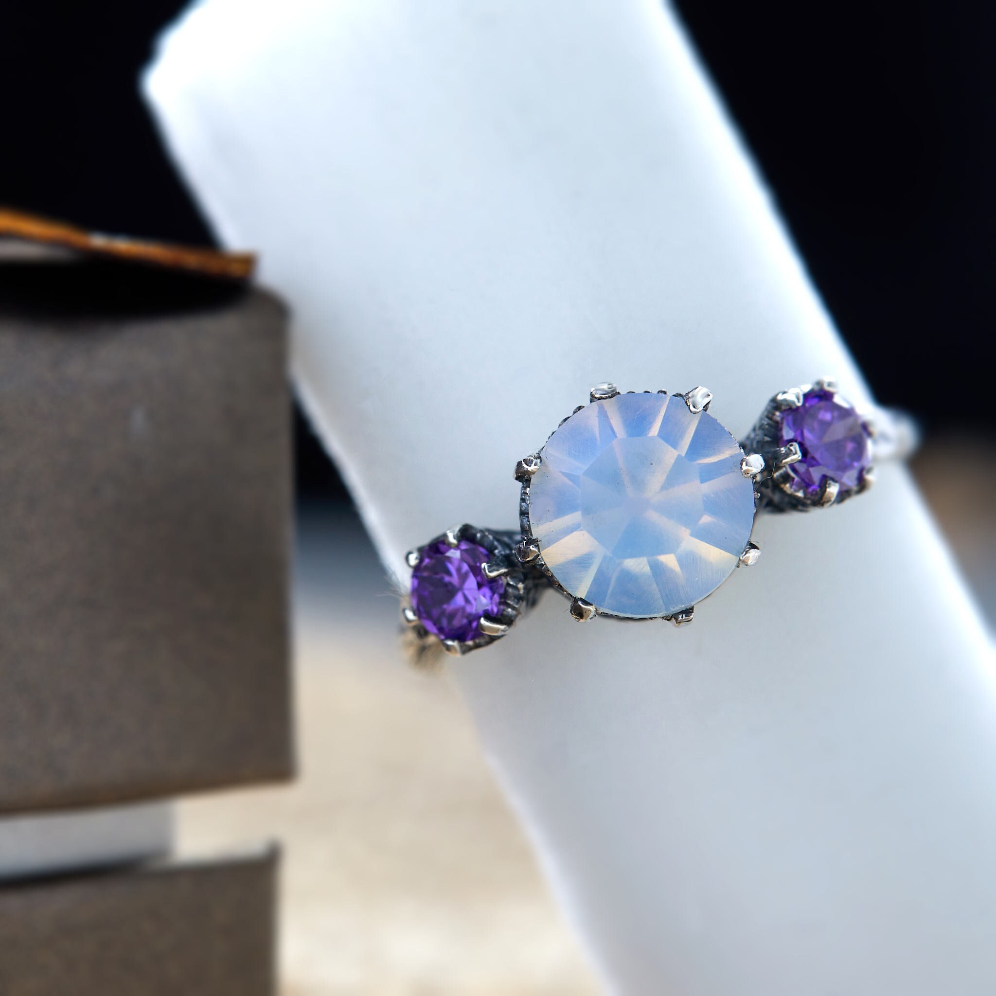 Amethyst and moonstone best sale ring