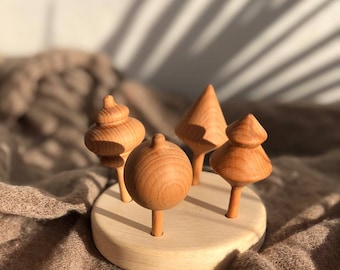 4 Piece/Set Lovely Wooden Spinning Top Classic Toys Kids Early Educational Toy 
