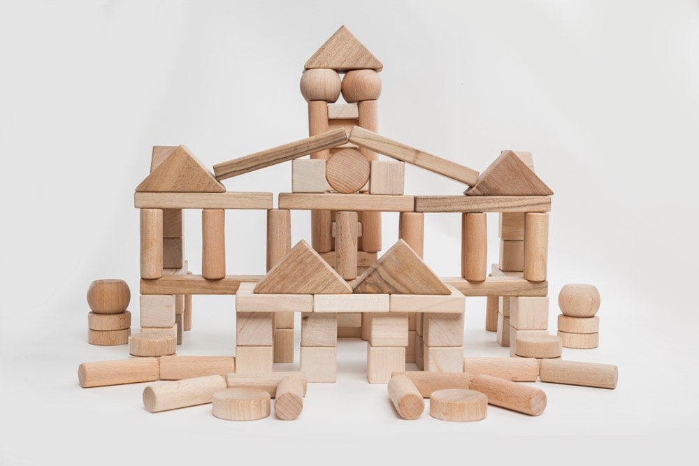 Wooden Blocks Big Set 144 Pieces 7 Types of Figures Best Gift Etsy