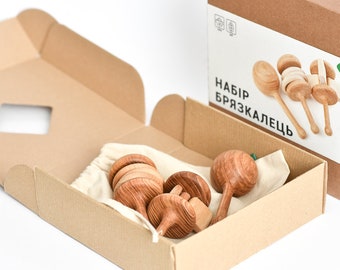 Rattles for newborn Montessori rattles Wooden rattles Gift set 3 pieces Natural rattles Best gift for baby shower