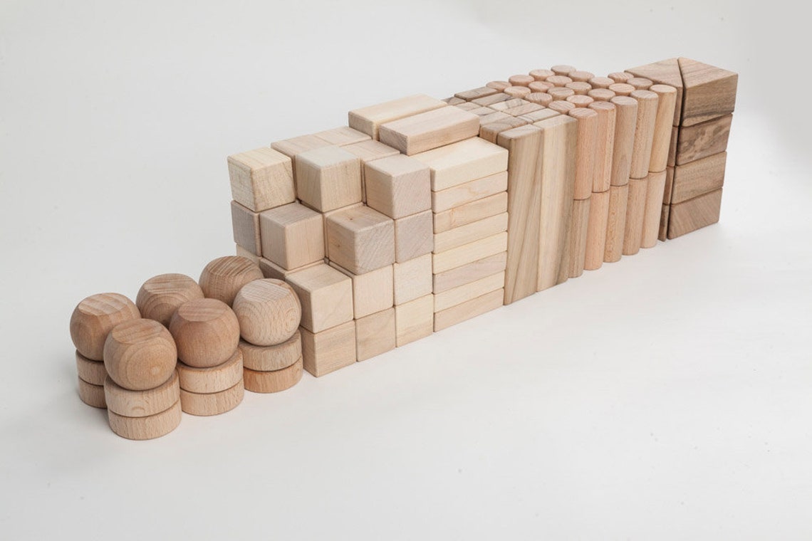 Wooden Blocks Big Set 144 Pieces 7 Types of Figures Best Gift Etsy