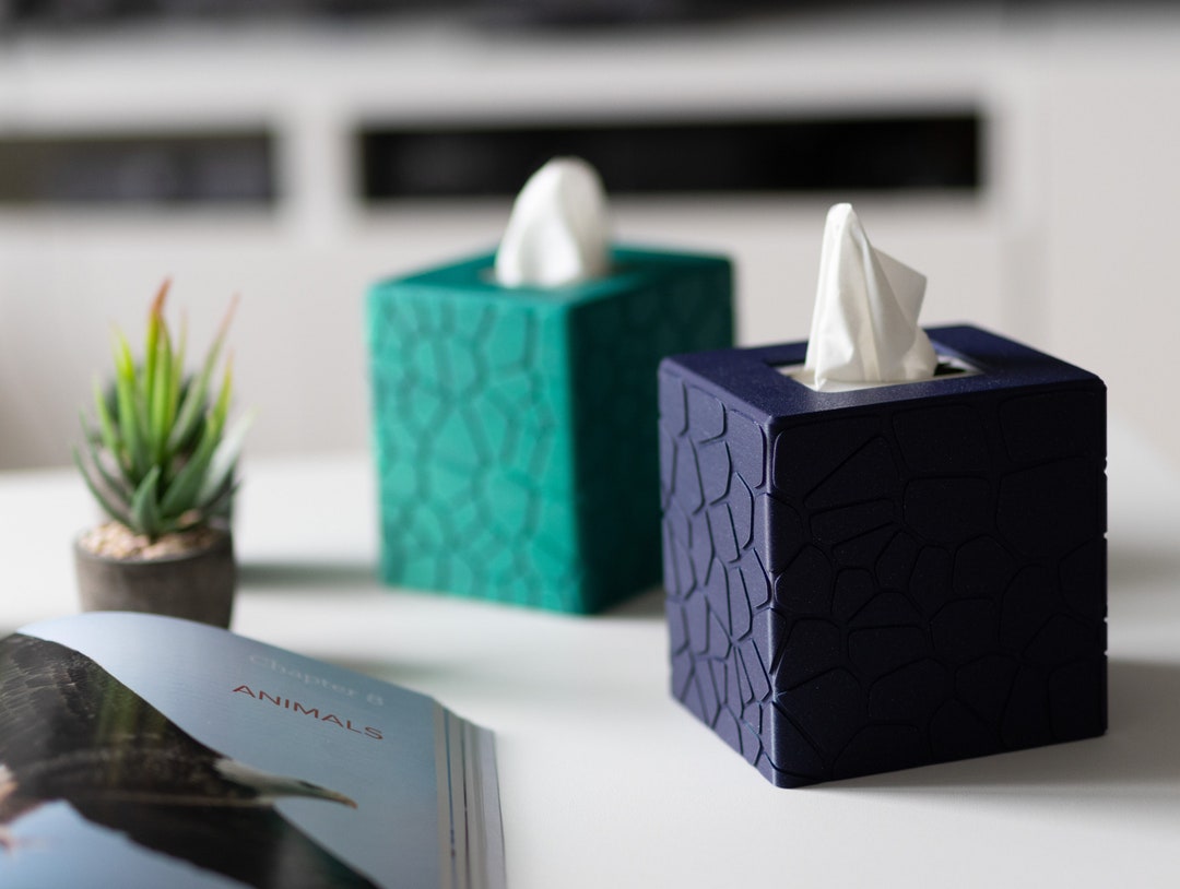 3D Printed Facial Tissue Cover Square Stone Pattern Design Etsy