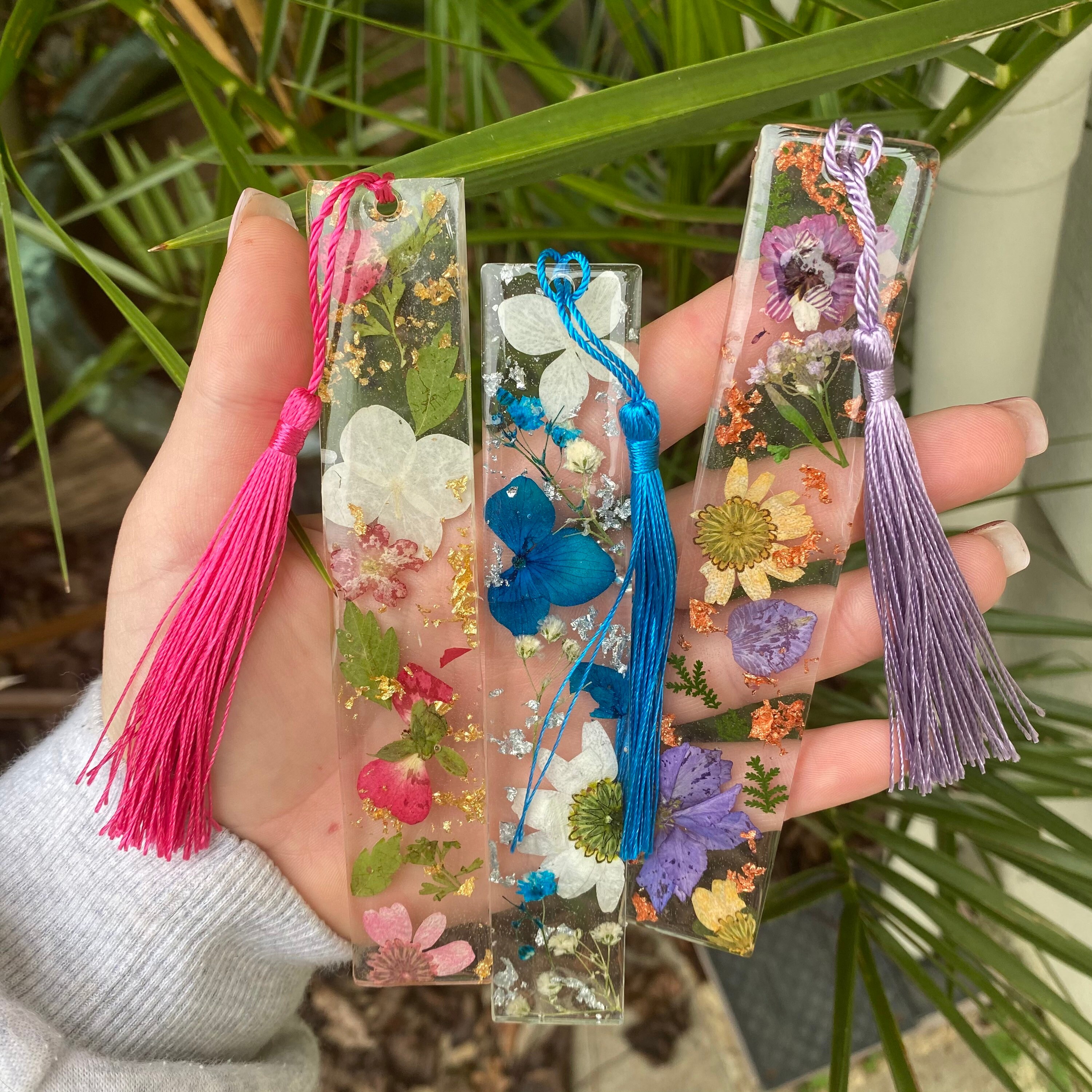 Resin Floral Bookmarks with matching tassel Etsy