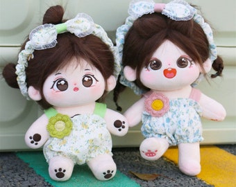 Bonitos trajes de ropa de muñeca de algodón de 20 cm, ropa de muñeca de peluche Kawaii (muñeca con esqueleto)