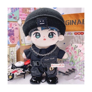 20cm Plush Doll Clothes,All Black Suits for Cool boy&girl Cotton Doll Clothing