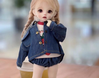 1/4 1/6 Bjd Puppenkleidung, Erdbeerdruck T-Shirt Puppenkleidung Outfit Anzüge