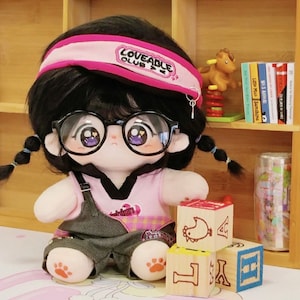 Pink 20cm Cotton Doll Clothes, Sweet Girl Plush Doll Suit, hat and top and pants
